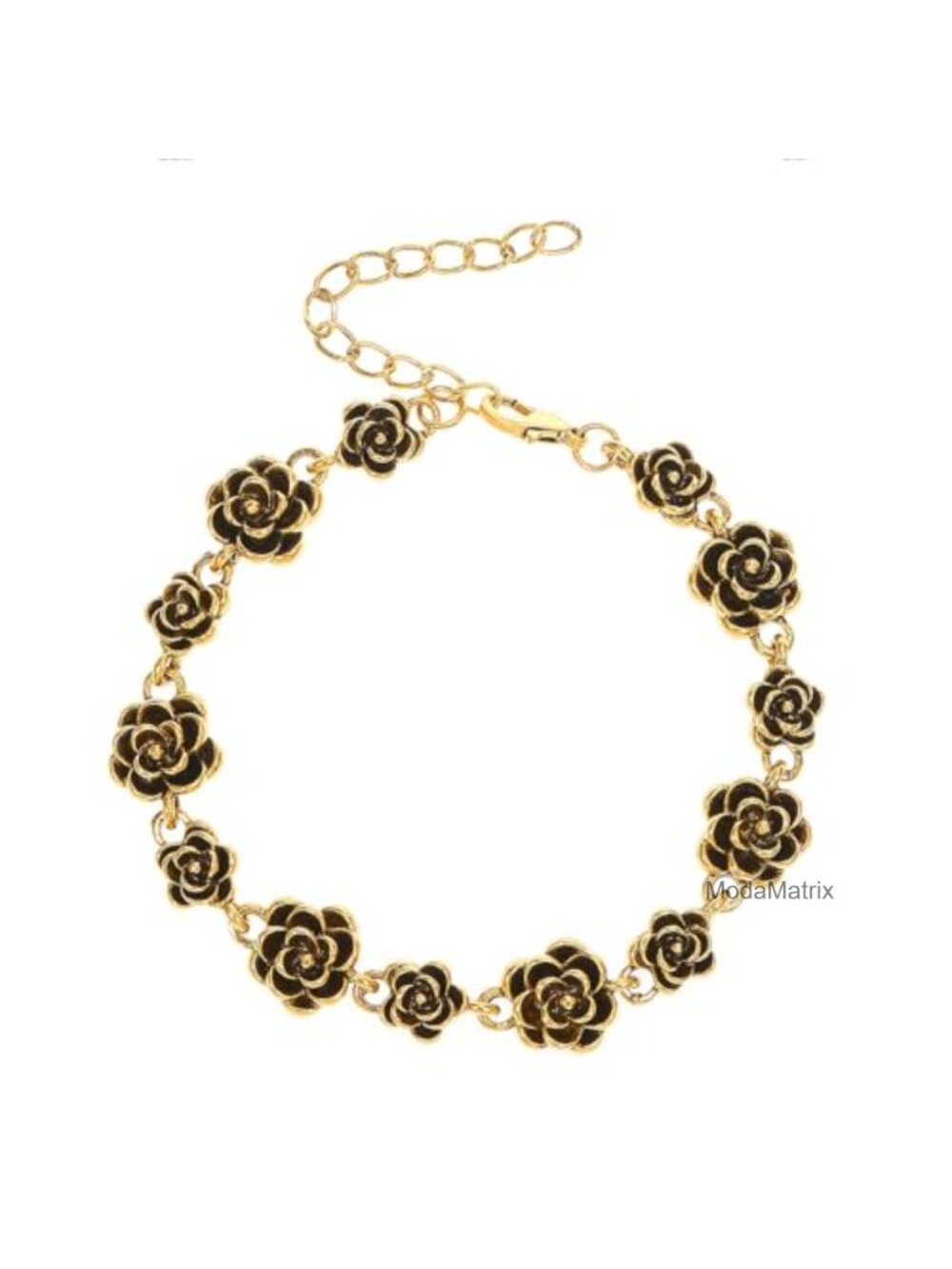 Vintage 14k Gold Flower Chain Bracelet for Women Adjustable Floral Link Bangle